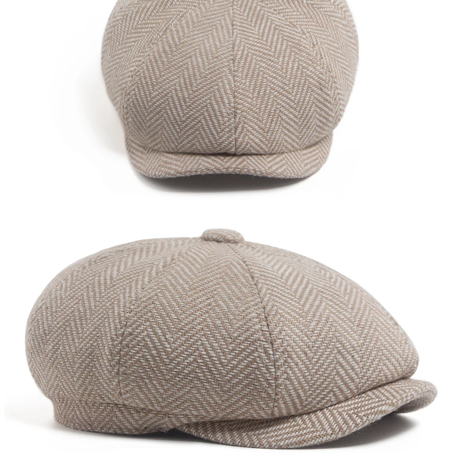 Neue Retro Fischgräten Zeitungsjunge Mütze Für Männer Herbst Winter Warme Baskenmütze Frauen Mode Vintage Hut Hip Hop Weibliche Flache Kappen Berets – Detail 9