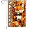 Welcome Fall Garden Flag Cute Fox Maple Leaf Garden Flags 12.5x18 Inch Double Sided Vertical Small Burlap Autumn Rustic Farm jjp