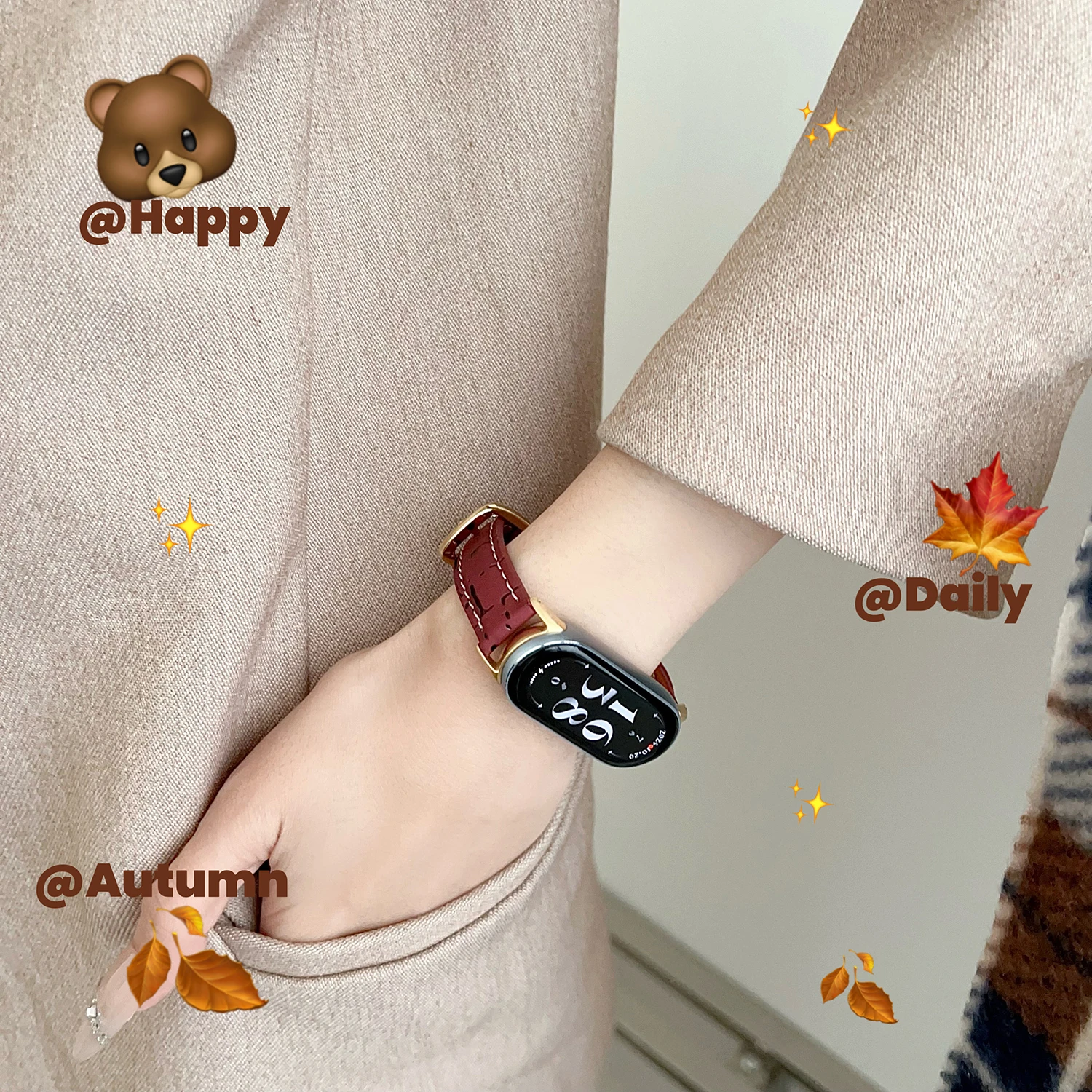 Painted Lightning Genuine Leather Strap Suitable for Xiaomi Smart Watch 8 9 Strap Slim and Beautiful