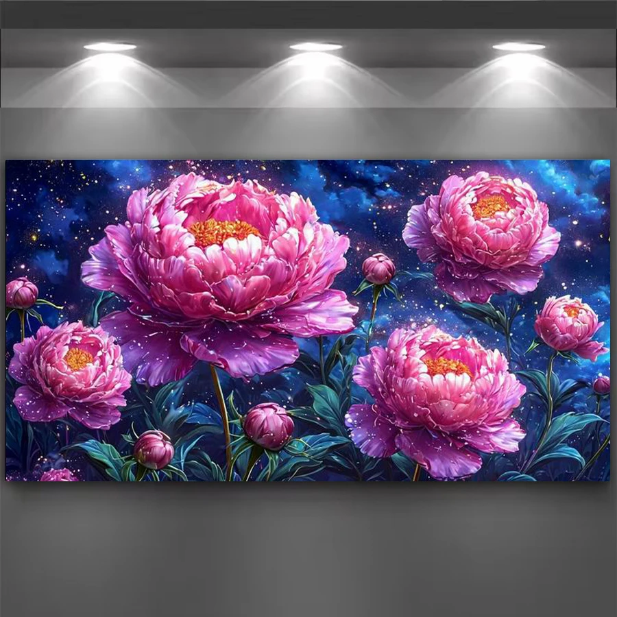 

Colorful Peony Flowers Large Size Diy Diamonds Painting Floral Full Square Round Drill Mosaic Embroidery Pictures 200x100cm