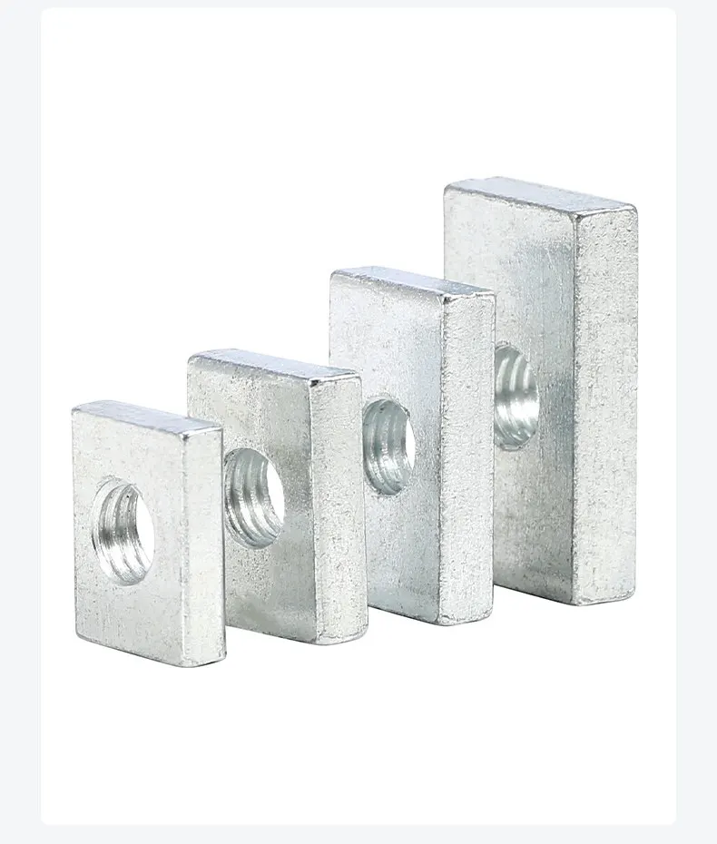 5/10~100pcs Carbon Steel Square Nuts M3-M10 Galvanized T-Slot Slide Nuts for Aluminum Profile 3D Printer DIY Furniture Hardware