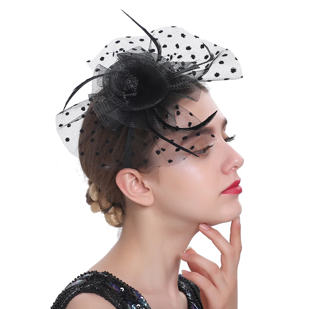 

1pcs Girls Hair Accessories Retro Lace Flower Top Hat Purple Halloween Mesh Bride Party Headdress Wedding Hairband Masquerade