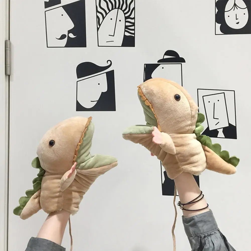 Gants à main de dinosaure, 1 paire, marionnette à bouche Mobile en tissu de dessin animé réaliste, jouets pour enfants