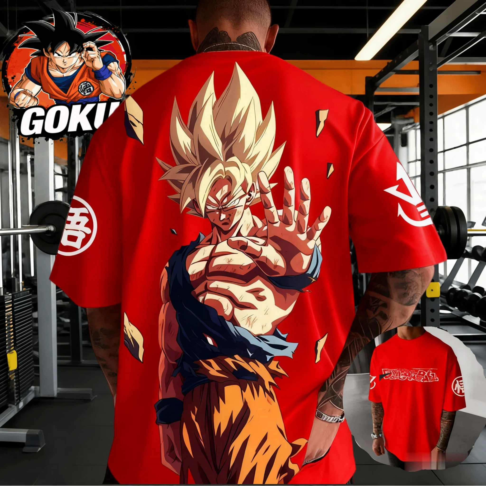 2026 Sommer Dragon Ball Super Saiyajin Goku Oversized T-Shirt – Hochwertiges 100% Baumwoll-Print Retro Anime Streetwear T-Shirt für Herren und Damen