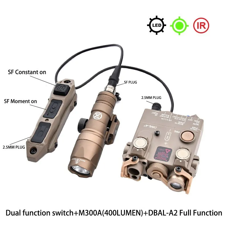 WADSN Nylon DBAL A2 Vollfunktion Rot Grün Blau IR Laserlicht Weiße LED-Taschenlampe M300A Strahler Dual Switch Dbal a2 Softair 10