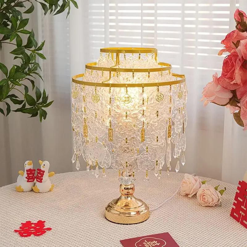 

Crystal Glass Bedside Table Lamp - Round Stand, Elegant Modern Design for Living Room & Bedroom Decor