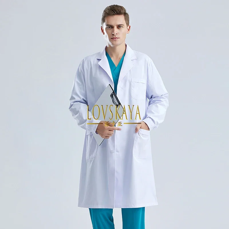 

Men Doctor Medical Clothing Veterinary Work Scrub Clothes Hospital Sanitary Gown Uniform Laboratory Robe Long Sleeves