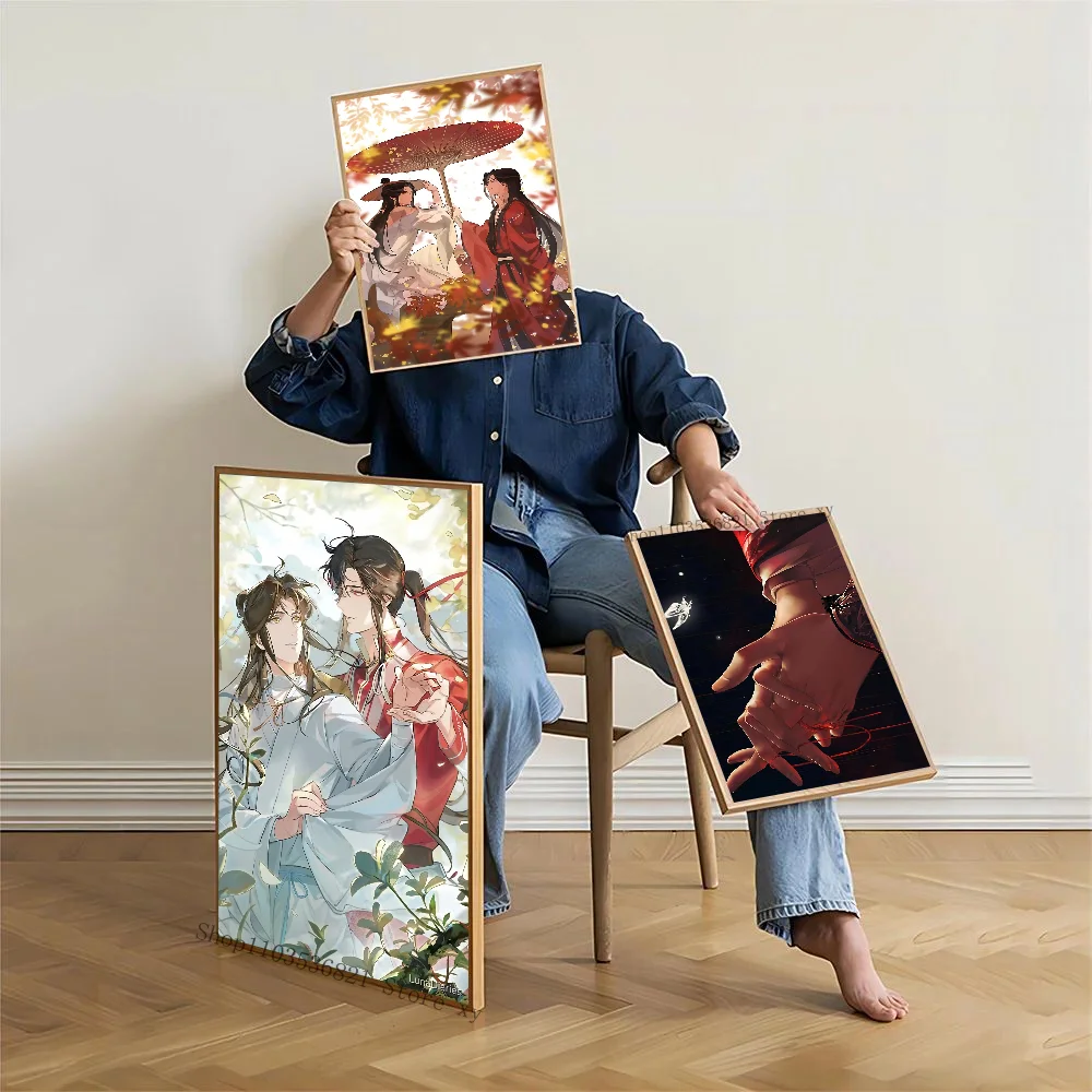 1pc NEW Anime TGCF Heaven Officials Blessing Poster Self-adhesive Art Waterproof Paper Sticker Coffee House Bar Room Wall Decor