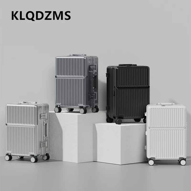 KLQDZMS Suitcase New Front Opening Laptop Boarding Case Aluminum Frame Trolley Case 20
