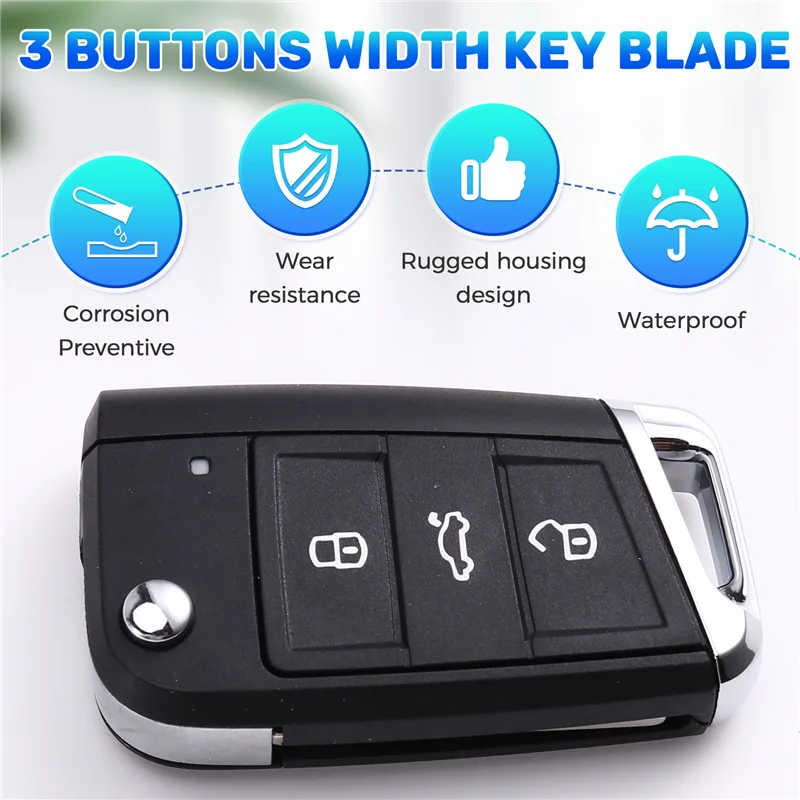 

Для VW MBQ Golf Tiguan ширина ключа корпус автомобиля 3-кнопочный складной пульт дистанционного управления лезвие корпус крышка-удочка