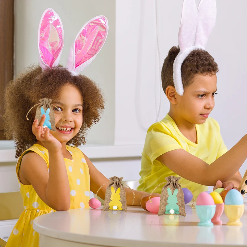 6/12/24pcs Easter Burlap Candy - Cotton Candy Cone ulasan dan harga