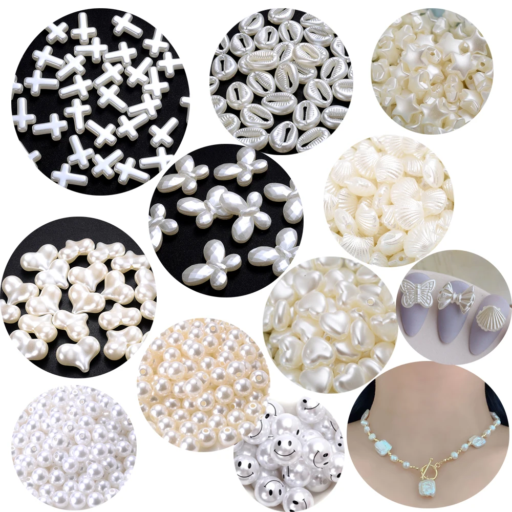 20-200pcs White Pearl Spacer Beads Abs Acrylic Imitation Pearl Beads For Jewelry Making Bracelet Necklace Earring DIY Needlework