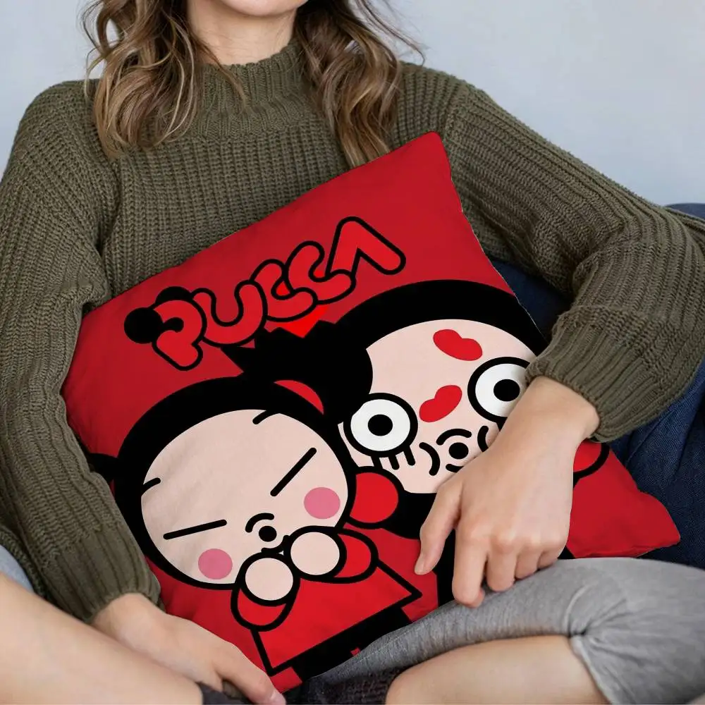 Kawaii Anime Comfortable soft P-Pucca Pillow Case for Sofa Living Room Home Decor Protective Covers