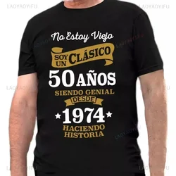 Made in 1974 Limited Edition Print Birthday Gift T-shirt Men's Cotton Tees 50 Years Old Short Sleeve Tshirt Gift Creative Tops