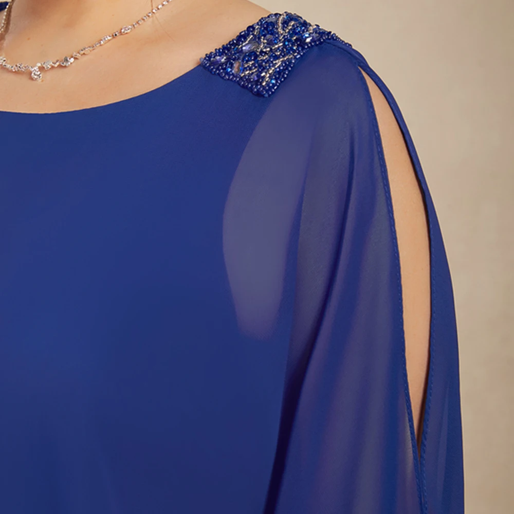 Vestidos para madre De novia azul real, vestidos De fiesta De boda De media manga para mujer, novedad De verano 2021, bata De playa De gasa