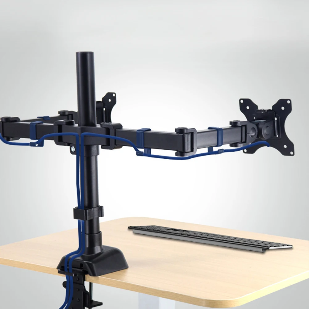 Single/Dual Monitor Stand Holds Up To 19.84 Lbs Desk Mount Stand Adjustable Height and Angle for 17 To 32 Inch Computer Screens