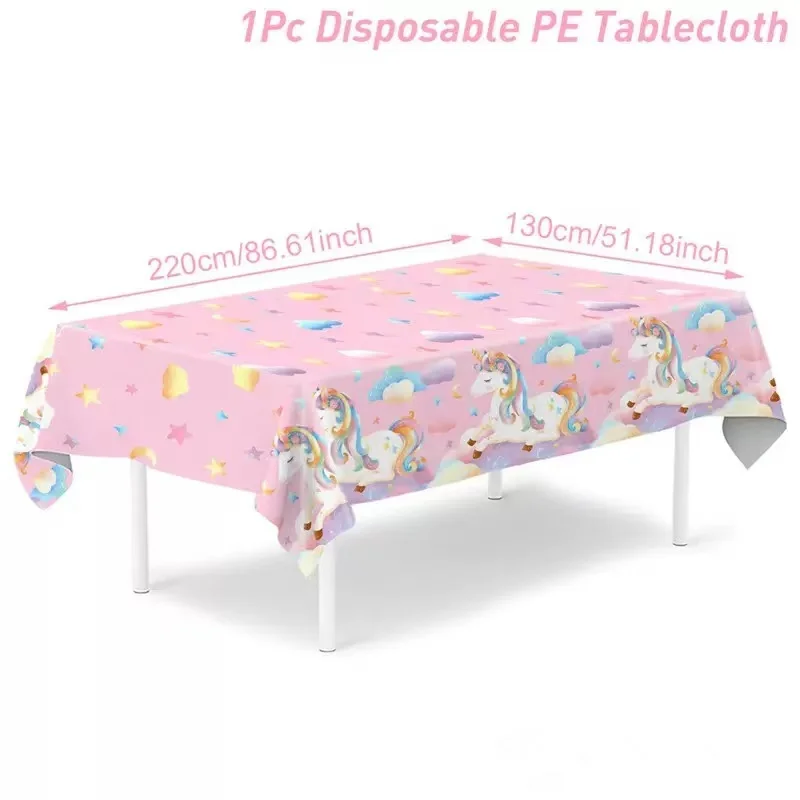 Einhorn Party Einweg Tischdecke Einhorn Geburtstag Party Dekoration Mädchen Einweg Geschirr Tischdecke Mädchen Baby Dusche – Detail 7