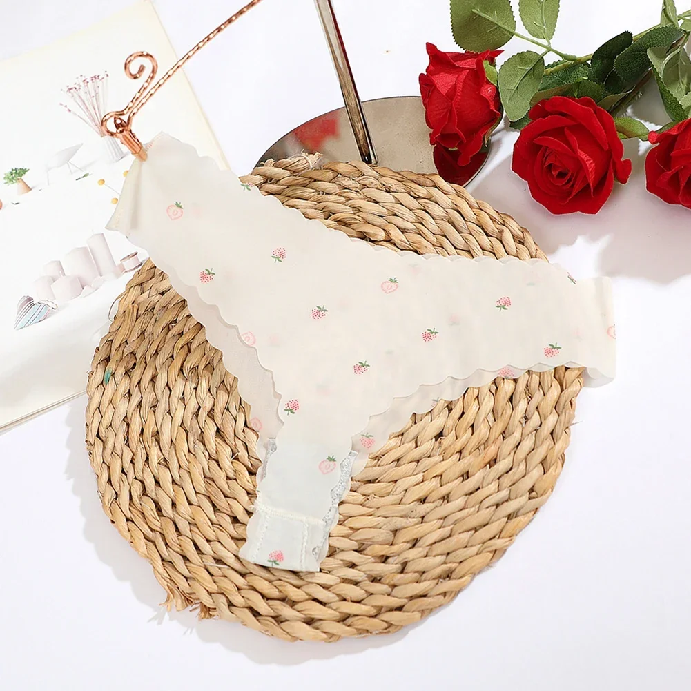 초박형 아이스 실크 웨이브 심리스 귀여운 소녀 속옷, 통기성 여성 티팬티