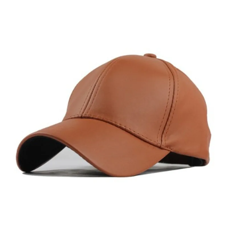 Classic Baseball Cap Unisex PU Leather Outdoor Sports Hat All Sizes Adjustable Strap Korean Style Casual Flat Brim Sun Hat Wear