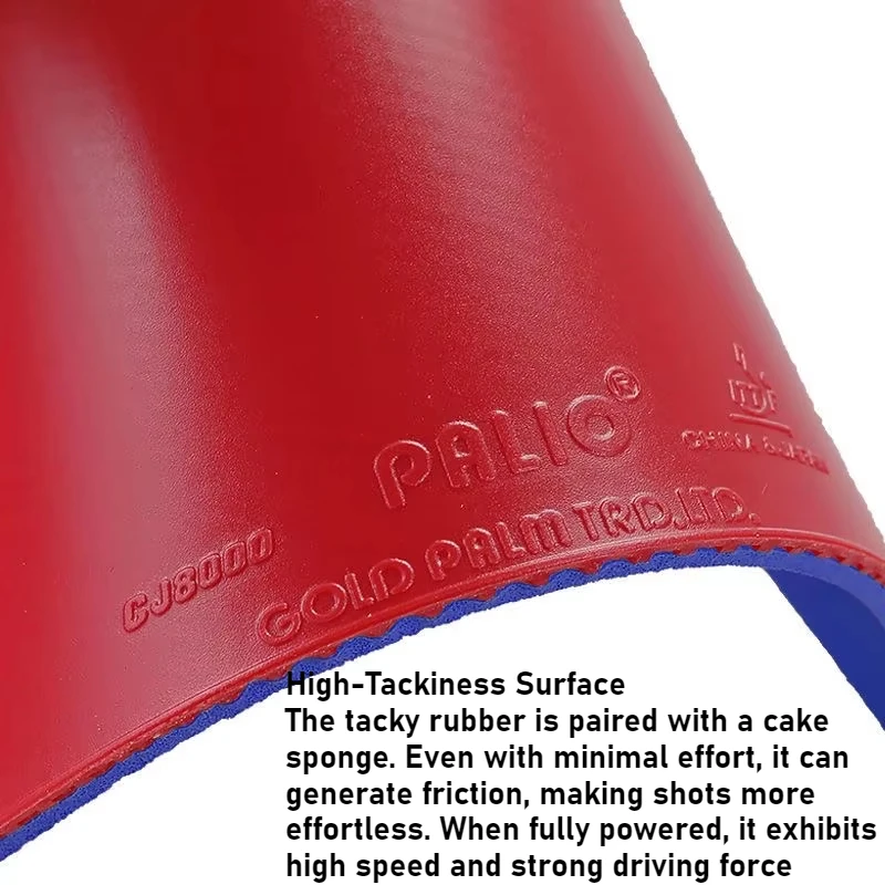 Palio CJ8000 Provincial Sticky Table Tennis Rubber with 2.15mm Orange/Blue Cake Sponge Ping Pong Rubber for Fast Attack&Loop