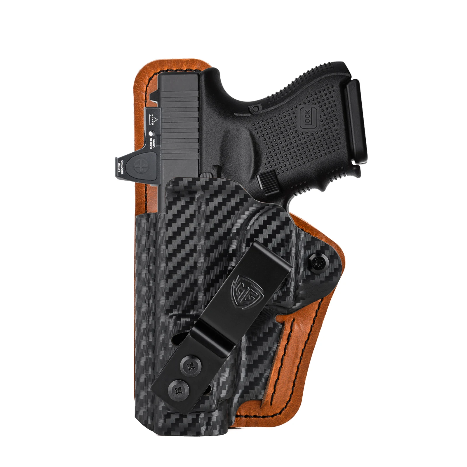 G26 Holster mit Komfortpolster IWB Kydex Leder Hybrid-Holster für Glock 26 27 33 Innenliegendes Holster für verdecktes Tragen – Detail 4