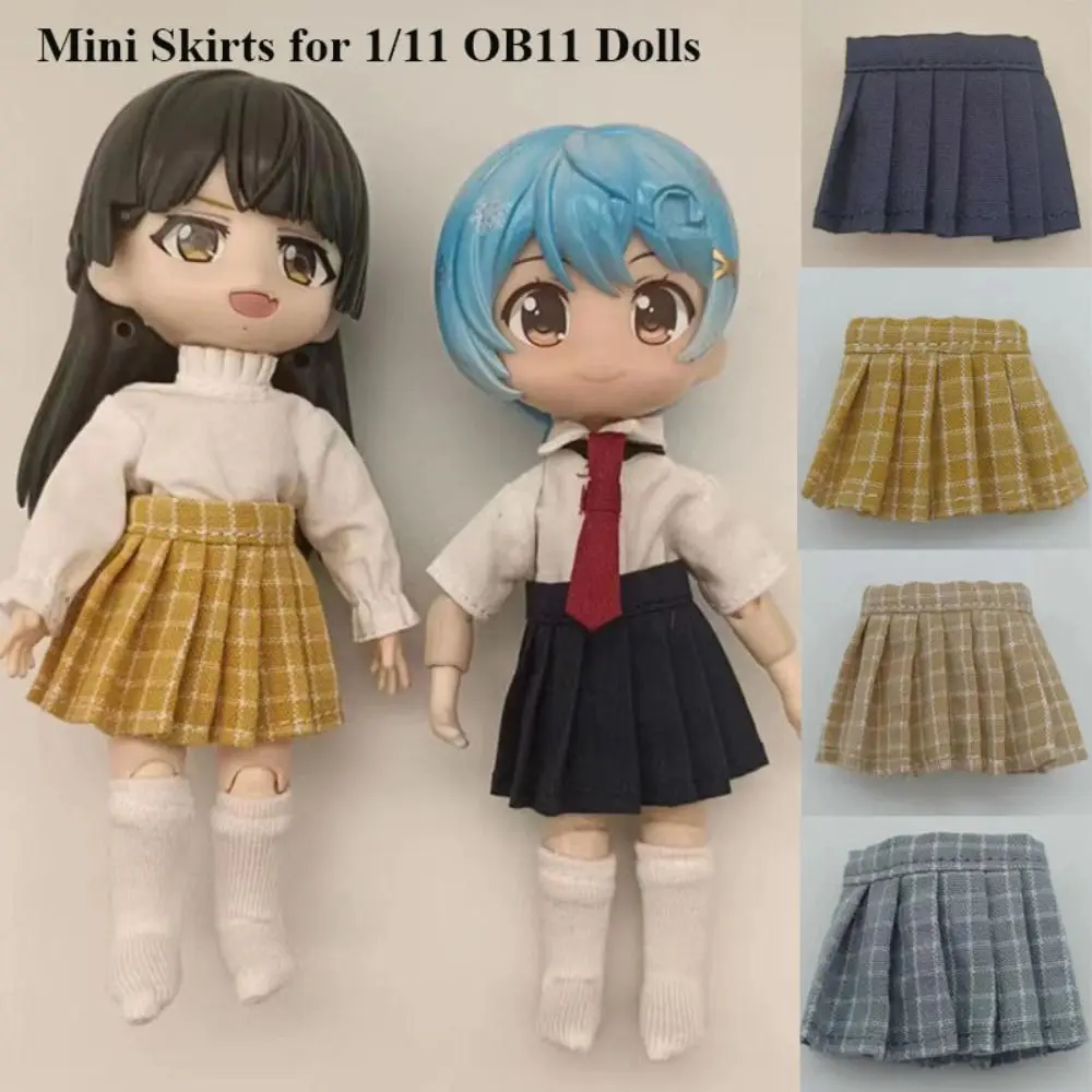 School Style Mini Skirt Doll for 1/11 OB11 Dolls Accessories Handmade Multi-colors Clothes for 1/12 Bjd Doll Casual Wears Dresse