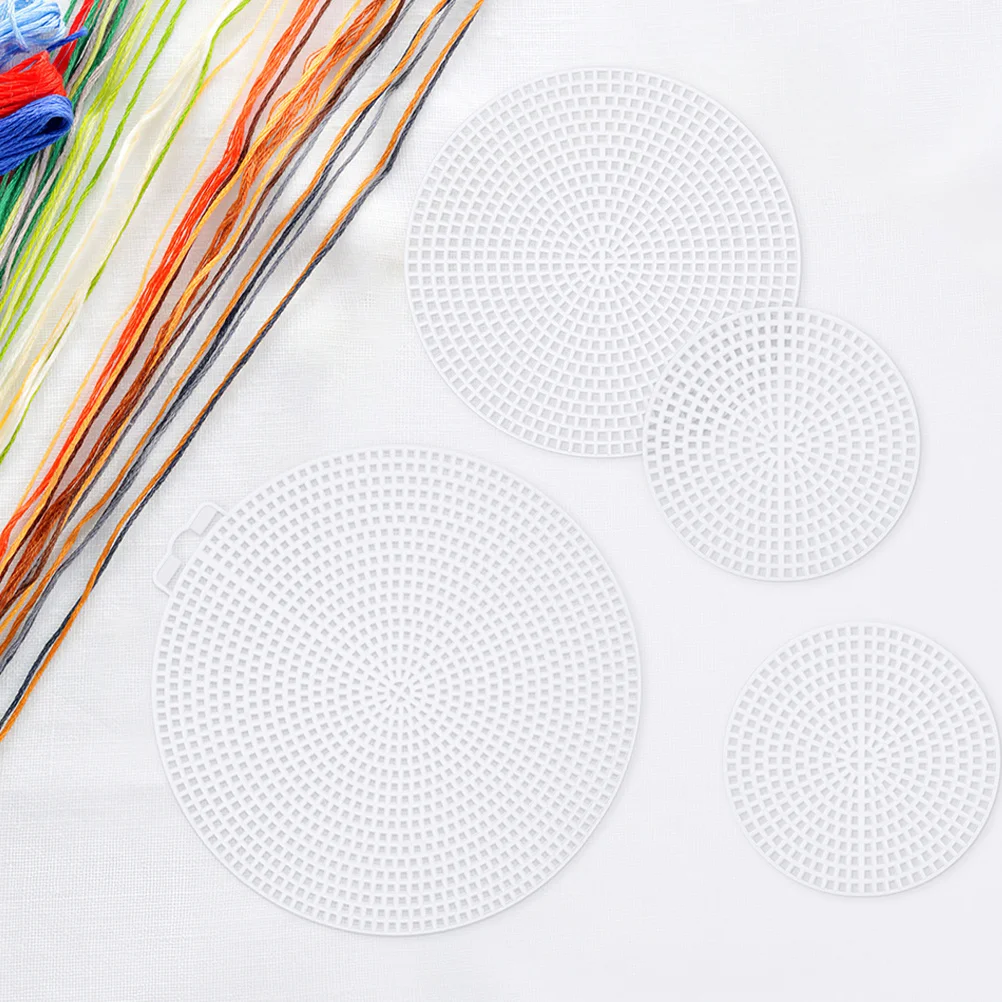 

15Pcs Canvas Sheets for Embroidery Round Plastic Mesh 14.7cm 11.5cm 7.7cm Craft Canvas Sheets DIY Stitching Projects Plastic