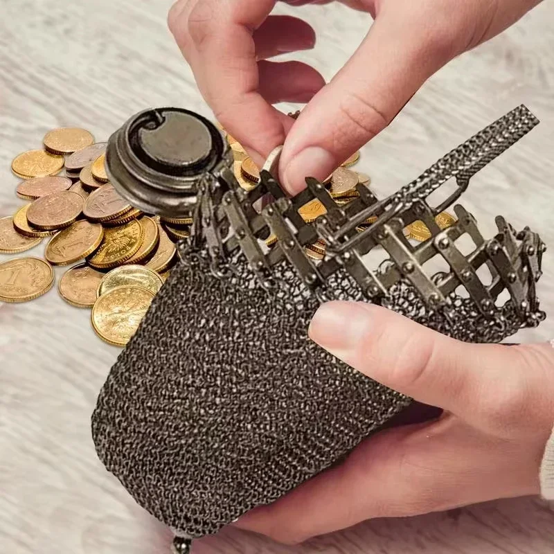 Vintage Chainmail Coin Purse Handmade 1920's English Coin Purse Double Mesh Pouch Small Mesh Silver Twist Lid Gate Mesh Purse