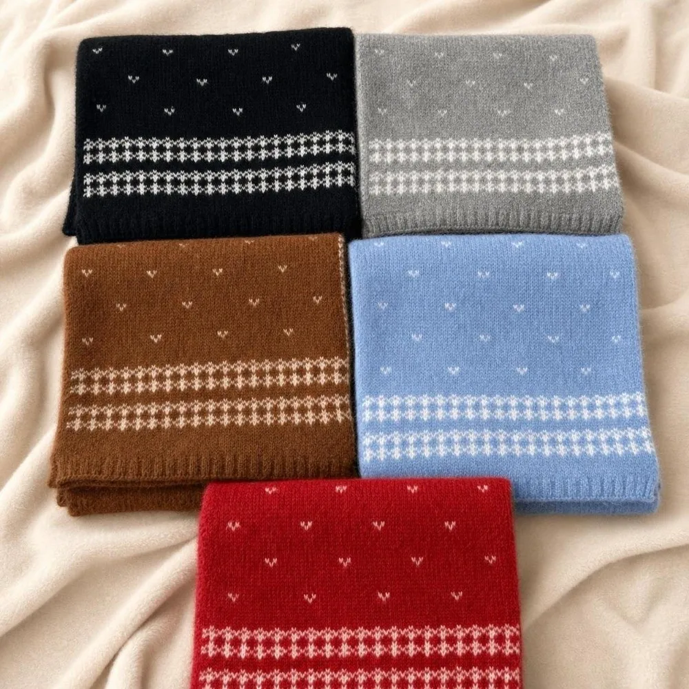 Sweet 160×22cm Ladies Wool Scarf Retro Korean Style Knitted Scarf Warm Christmas Atmosphere Winter Scarf