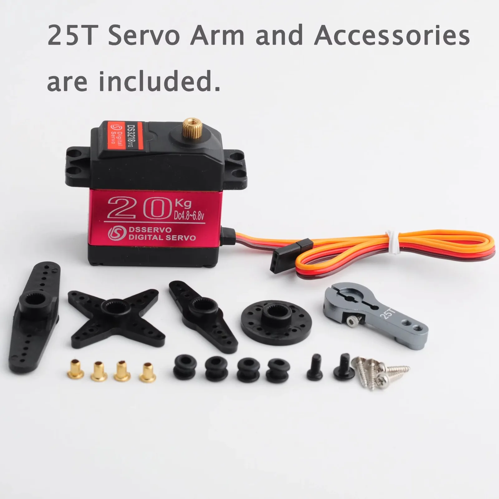 10PCS DS3218 20KG Digital Servo High Torque Waterproof Full Metal Gear for 1/8 1/10 1/12 RC Car Crawler Truck Boat  (180°) - view 6