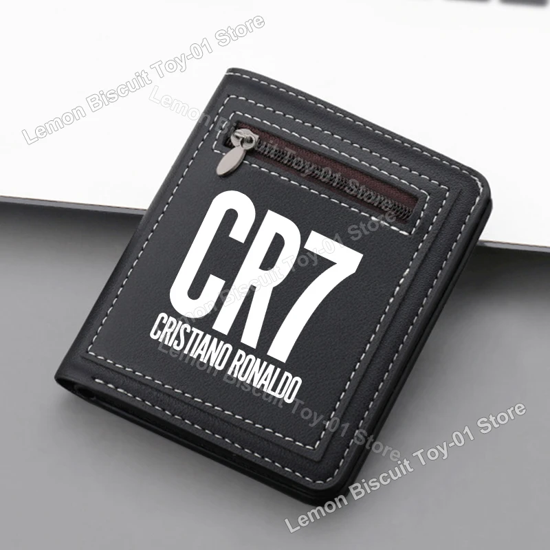 Carteira masculina curta da série Football Star, carteira dobrável com zíper, bolsa para moedas CR7, pacote de armazenamento para cartão de identifica