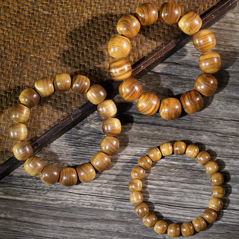 

Natural Fragrance Mysore Old Mountain Sandalwood Black Meat Barrel Beads Buddhist Prayer Bracelet Wood Rosary Gifts