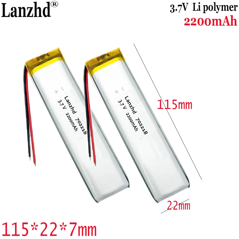 1-15 pcs 3.7V Li Polymer 702218 2200mAh Lithium Battery For Wardrobe Light Cabinet Light long strip battery 115*22*7mm 7022115