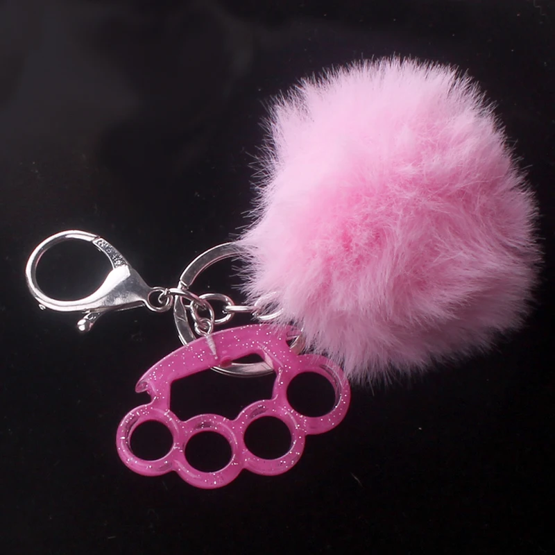 Hand Made Fur Ball Resin Glitter Knuckle Pendant Key Chains For Women Men Fashion Punk Keychain Key Ring Jewelry Gifts di377