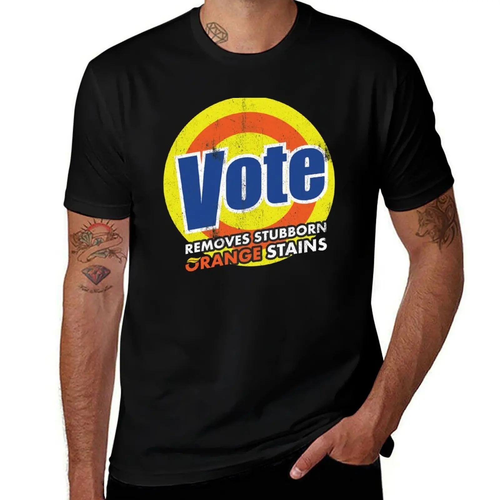 Vote removes stubborn orange stains vintage style T-Shirt Classic Crew Neck Cotton T-Shirt
