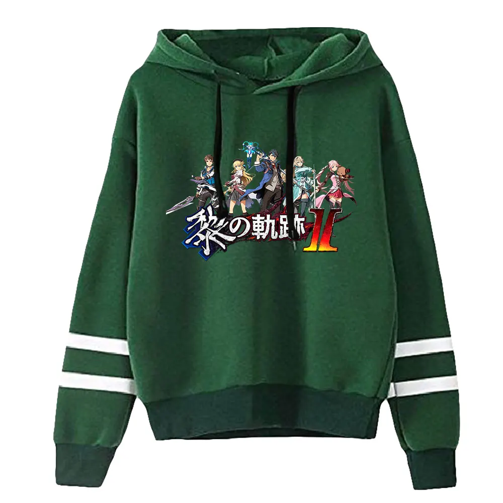 Sudadera con capucha de The Legend of Heroes para hombre y mujer, ropa de juego Unisex con mangas de barras paralelas Sin bolsillo, carmesí, nueva