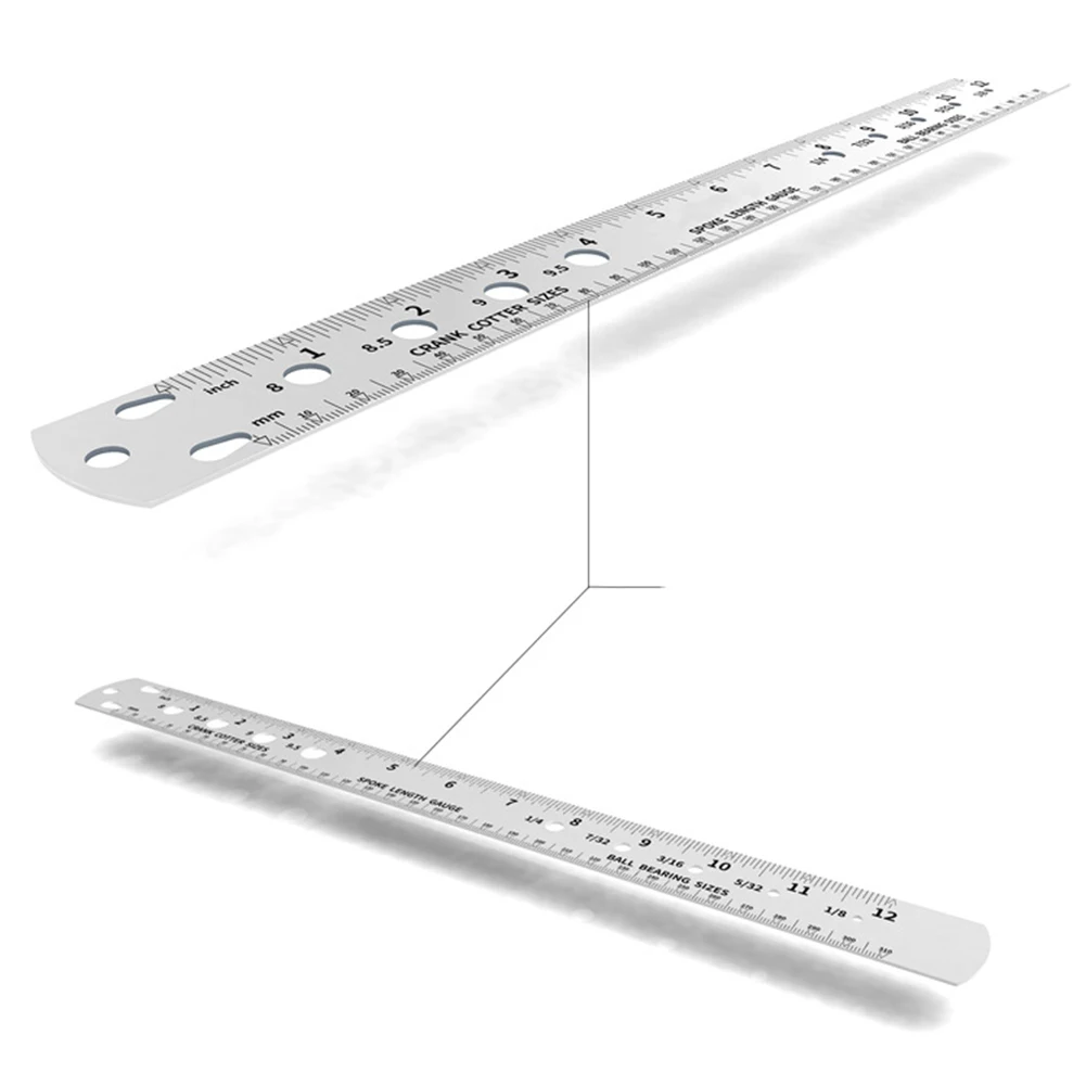 Crank Cotter Pin Ball Bearing Ruler Double Sided Printing Easy To Use Etching Process Length Gauge Ball Bearing Ruler