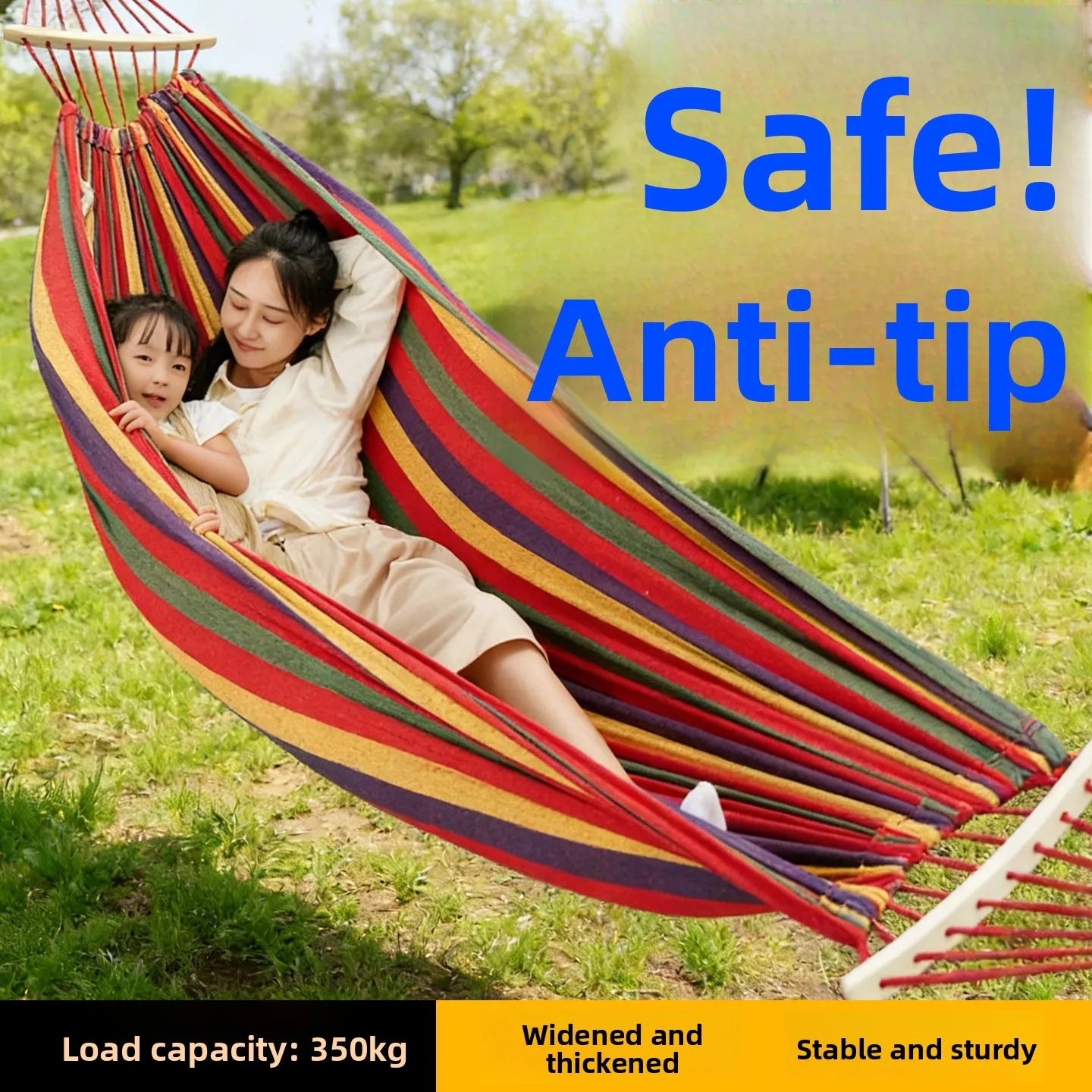 

Уличная раскладная кровать-качели для пикника, для взрослых, для кемпинга, общежития, для использования в помещении, двухместная, с полосатым узором, из натурального дерева