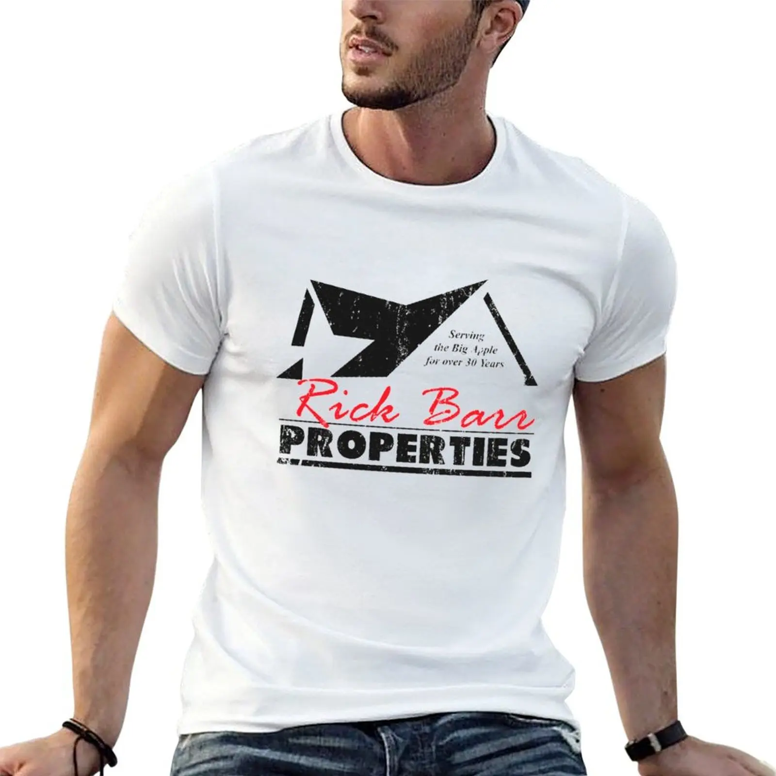 Camiseta de Rick Barr Properties, camiseta de anime, camisetas para hombre, camiseta gráfica divertida, camiseta de algodón para hombre
