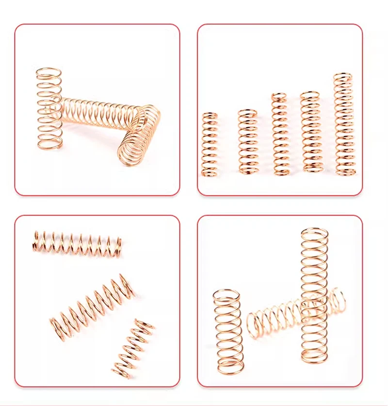 0.6/0.7/0.8/0.9mm Wire Phosphorus Copper Compression Spring Gold Plated Conductive Pressure Springs