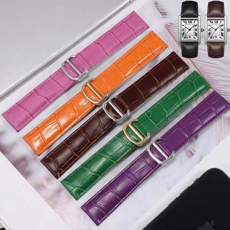 

Ремешок из натуральной кожи 14 мм, 16 мм, 18 мм, 20 мм, 22 мм для Cartier Tank Solo для мужчин и женщин, сменные ремешки для часов