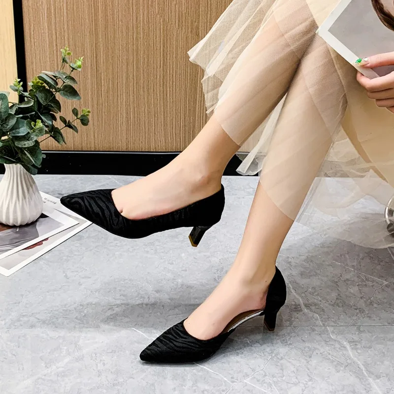 Autumn Women Pumps High Heels Zebra Side of The Empty Sexy Office Lady Pointed Toe Fashion Dress Party Wedding Shoes for Woman