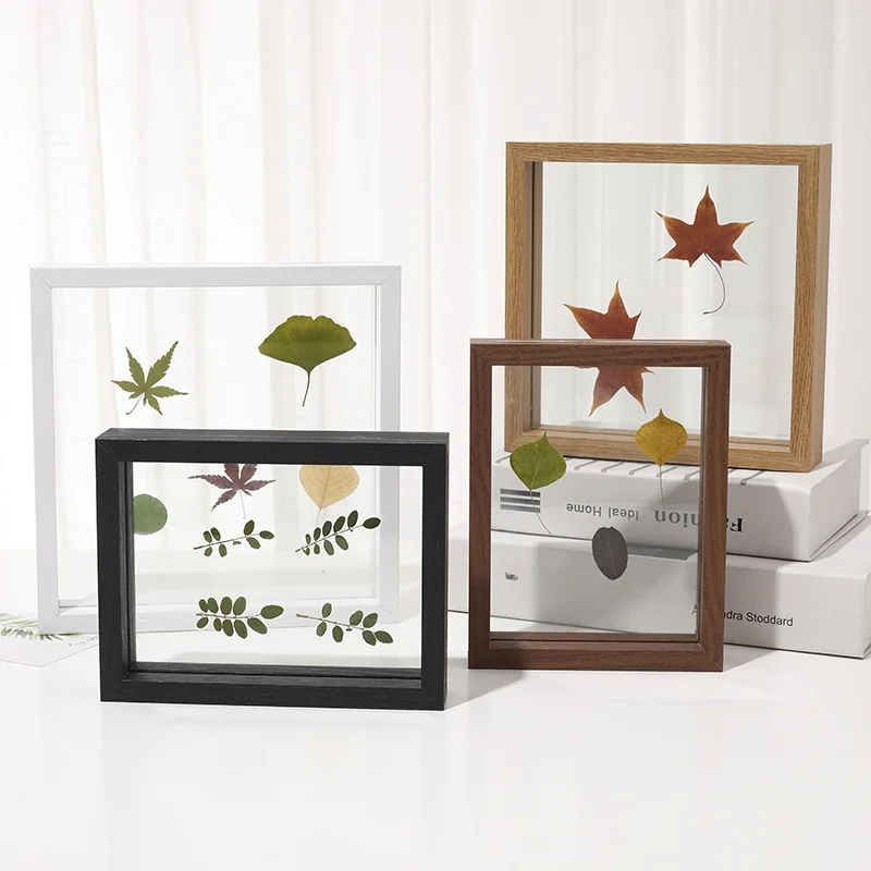 Double-Sided Glass Photo Frame Square Plant Specimen Carving Display Stand Modern Simplicity Density Board Picture Frame