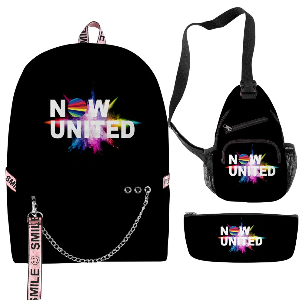 

Harajuku Novelty Cool Now United 3D Print 3pcs/Set School Bags multifunction Travel Backpack Chest Bag Pencil Case