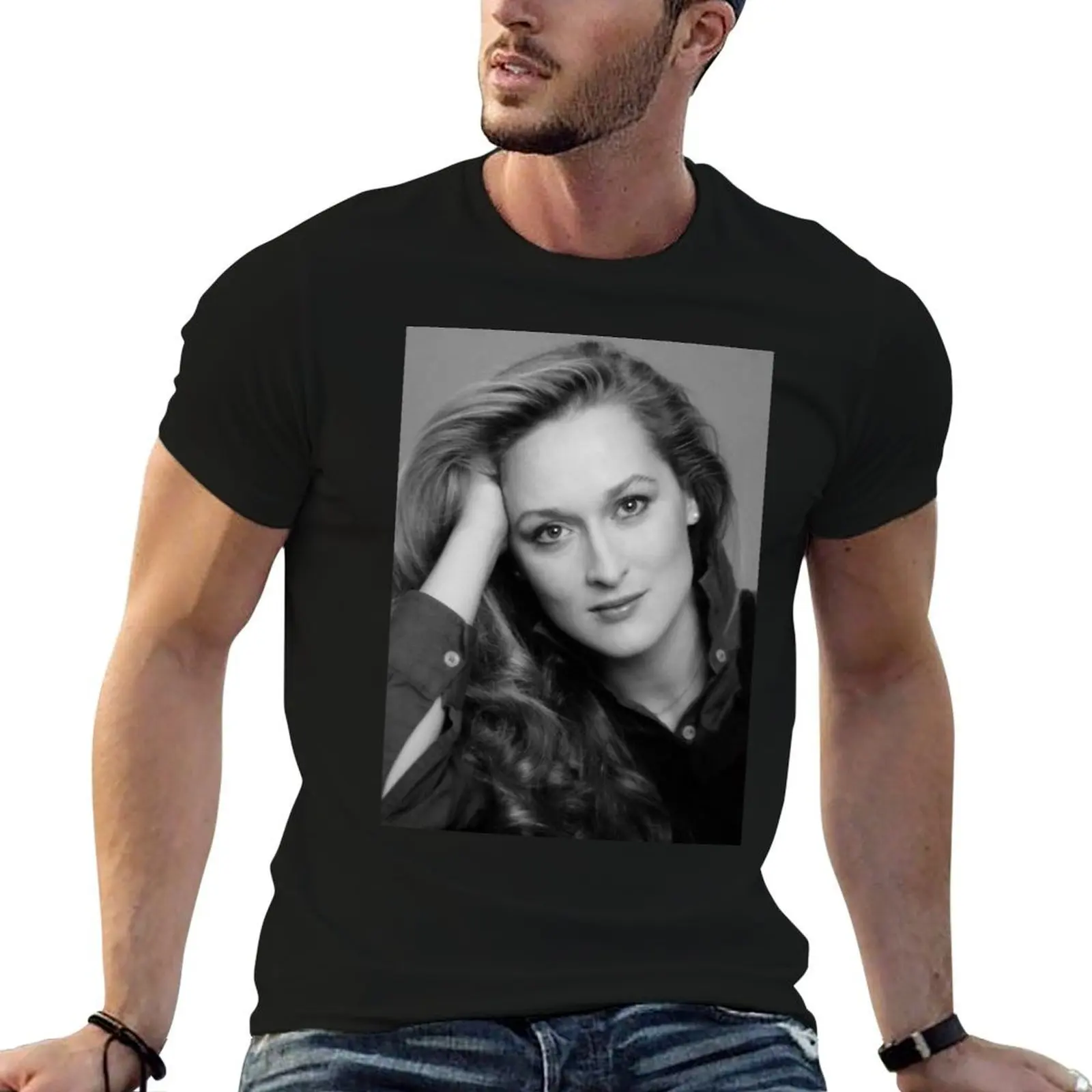 HIGH PRIESTESS MERYL STREEP B/W T-Shirt anime tshirt graphic shirts mens plain t shirts