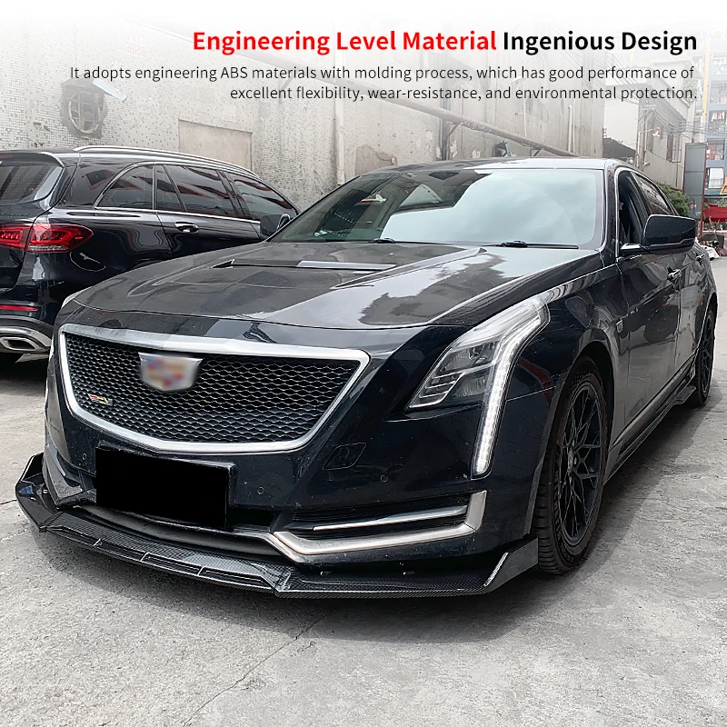 Accesorios de alta calidad para coche, Kit de carrocería de labio de parachoques delantero, protector difusor de alerón de barbilla, fibra de carbono ABS para Cadillac CT6 2016-2018