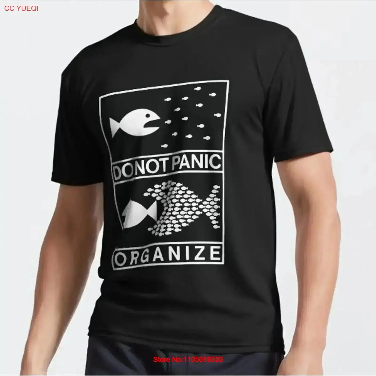 Do not panic Organize Fish Funny Jokes Active T Shirt vintage Washed Stylish Top For Everyday Wear Breathable homme Versatile