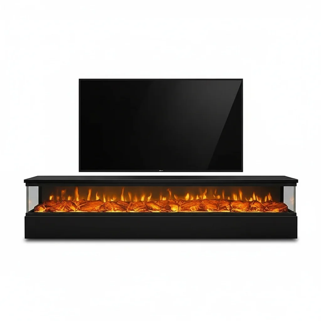 3-Sided Glass Electric Fireplace, 2000mm Tempered Glass LED Flame Heater, Modern Remote Control, Indoor Decorative Log Fireplace
