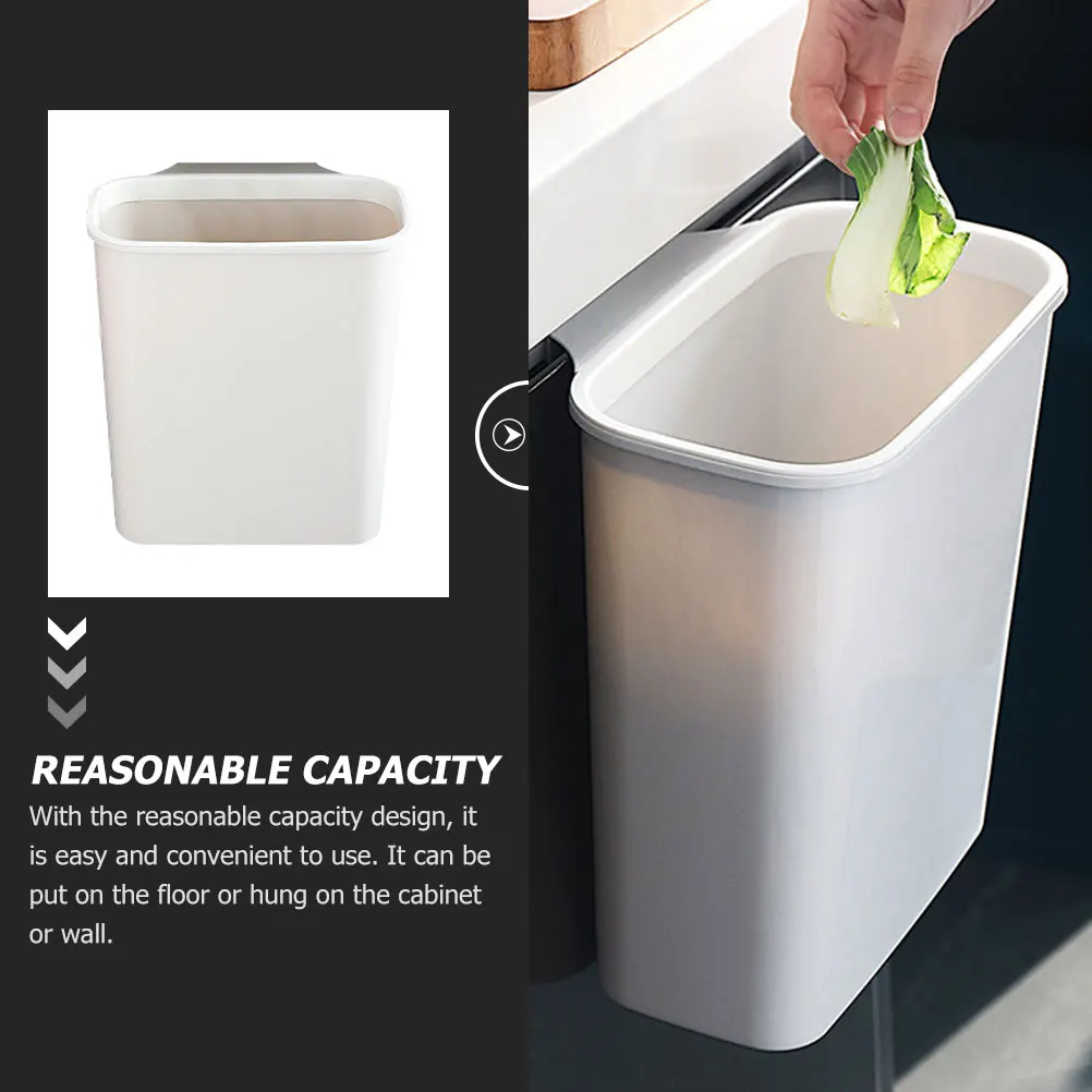 

Trash Can White Plastic Touchless Waste Bucket for Home Office Bedroom Compost Bin Garbage Can Simple Style Home Daily Use