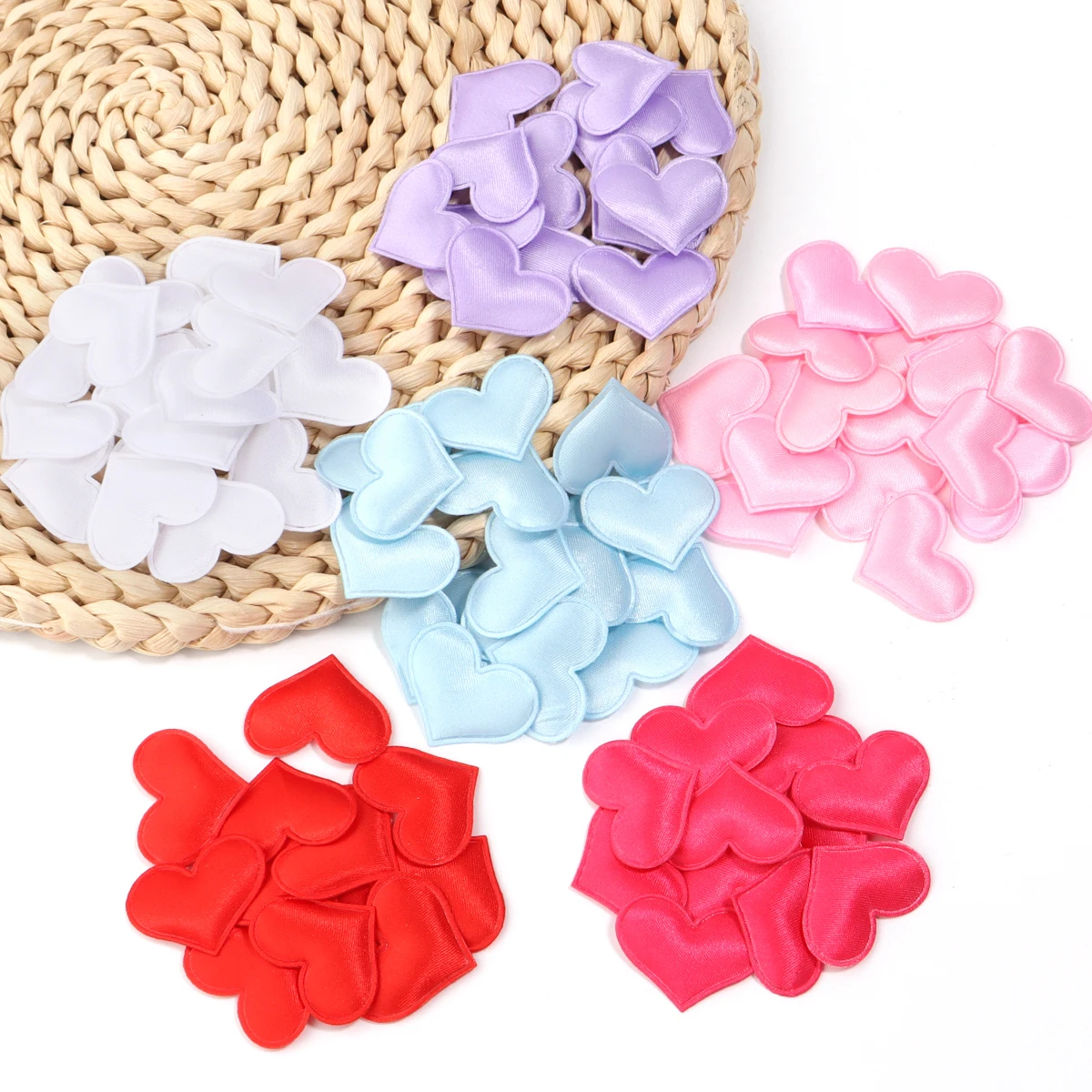 50-100Pcs Heart Petals Romantic Sponge Satin Fabric Heart Petals Wedding Confetti Table Bed Heart Petals Wedding Valentine